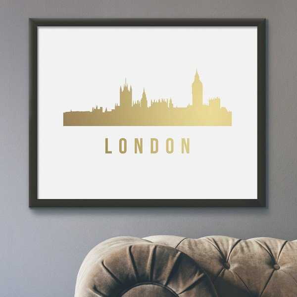 Panorama Londynu - Plakat ze złotym nadrukiem Panorama Londynu - Plakat ze złotym nadrukiem