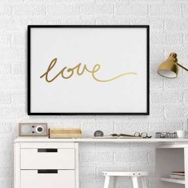 LOVE - Plakat minimalistyczny ze złotym nadrukiem