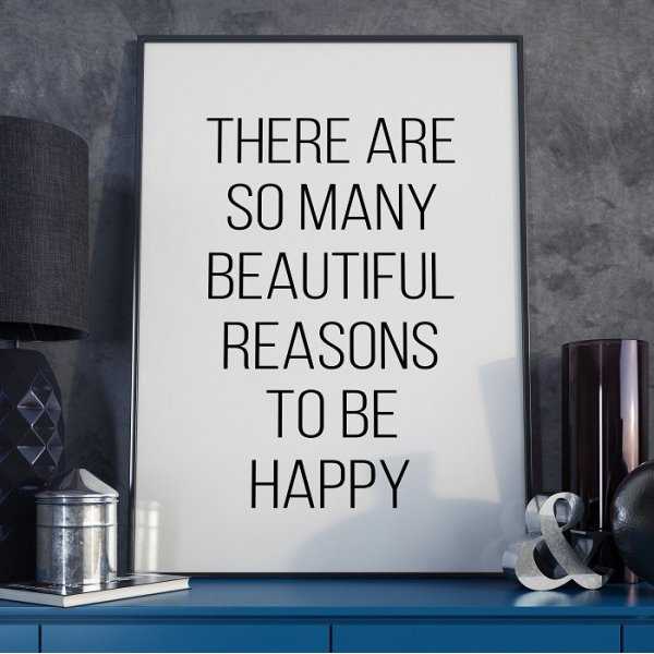 REASONS TO BE HAPPY - Plakat Typograficzny REASONS TO BE HAPPY - Plakat Typograficzny