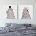 MR and MRS HIPPO - Dwa obrazy na płótnie
