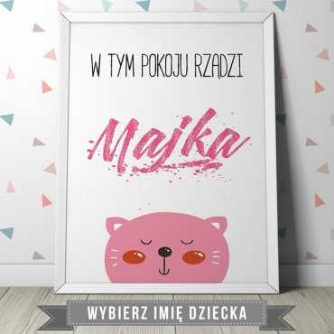 W TYM POKOJU RZĄDZI - Personalizowany plakat z kotkiem