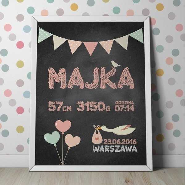 METRYCZKA DLA DZIECKA - Plakat personalizowany w ramie METRYCZKA DLA DZIECKA - Plakat personalizowany w ramie