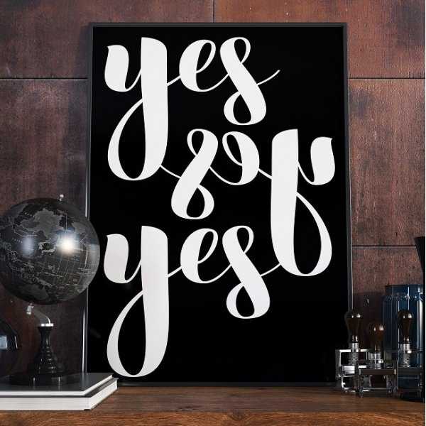 YES YES YES - Plakat typograficzny w ramie YES YES YES - Plakat typograficzny w ramie
