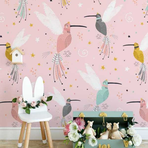 crowny birds - tapeta na ścianę