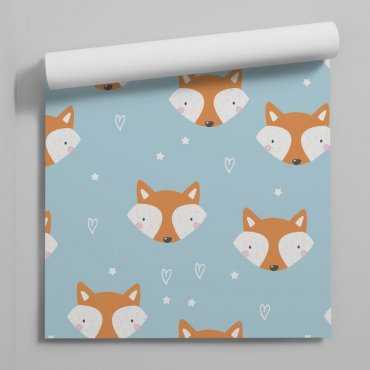 foxes in blue tapeta na ścianę