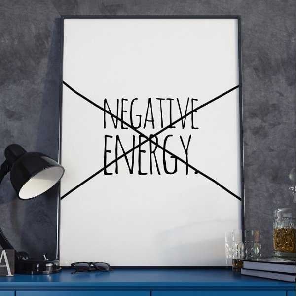 NEGATIVE ENERGY - Plakat typograficzny w ramie