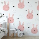 starry pink rabbits tapeta dla dzieci