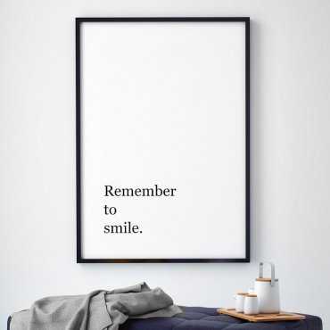 REMEMBER TO SMILE - Plakat motywacyjny w ramie