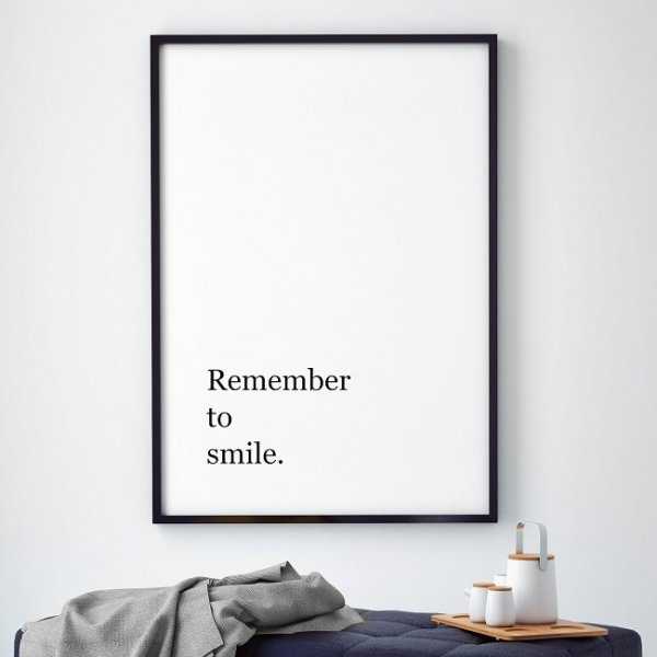REMEMBER TO SMILE - Plakat motywacyjny w ramie REMEMBER TO SMILE - Plakat motywacyjny w ramie