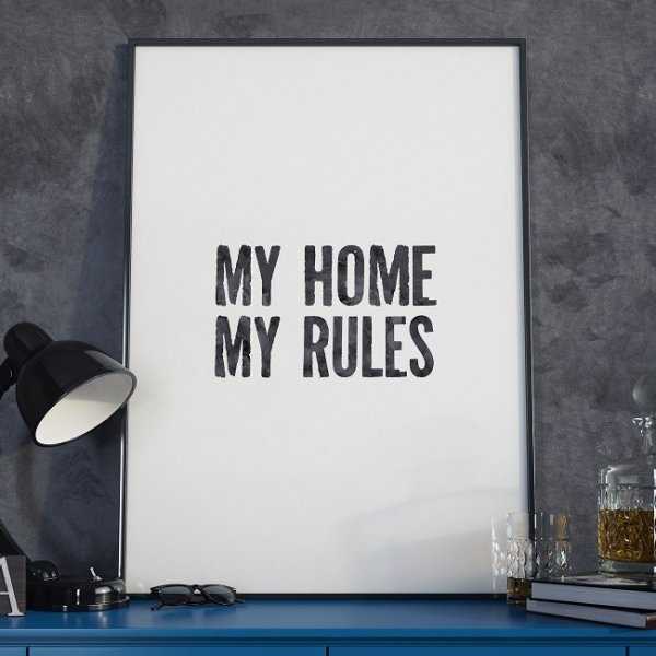 MY HOME MY RULES - Nowoczesny plakat w ramie MY HOME MY RULES - Nowoczesny plakat w ramie