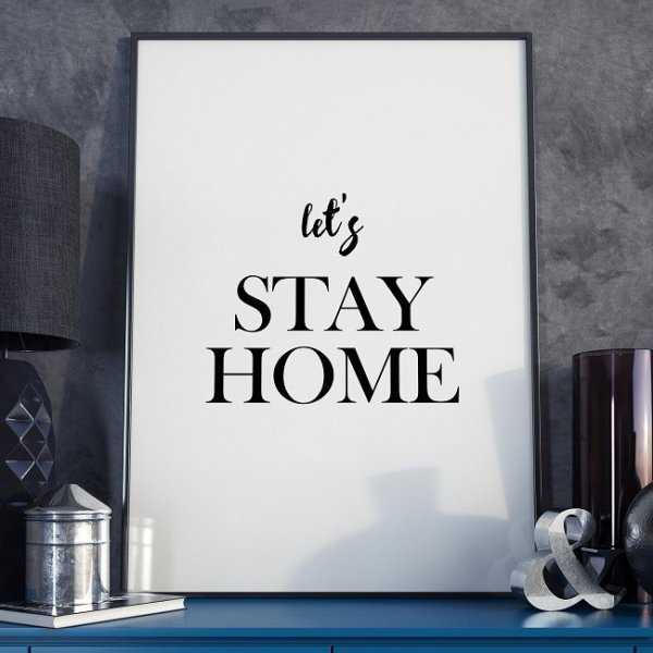 LET'S STAY HOME - Minimalistyczny plakat w ramie LET'S STAY HOME - Minimalistyczny plakat w ramie