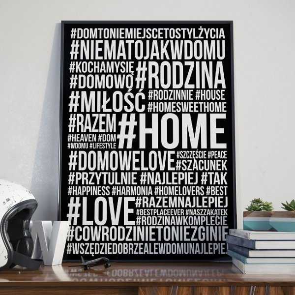 HASHTAG HOME - Plakat typograficzny w ramie HASHTAG HOME - Plakat typograficzny w ramie