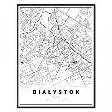 plakat z mapą Białegostoku