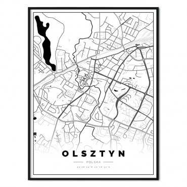 plakat z mapą Olsztyna