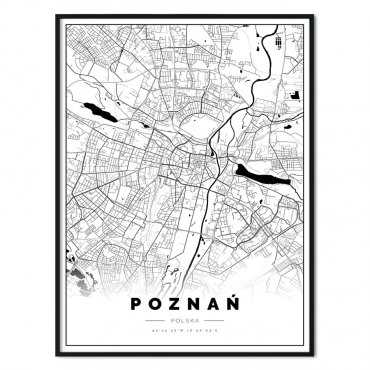 plakat z mapą Poznania