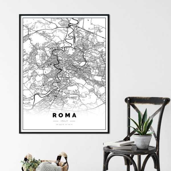 plakat w ramie z mapą Rzymu