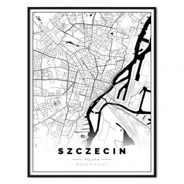 plakat z mapą Szczecina