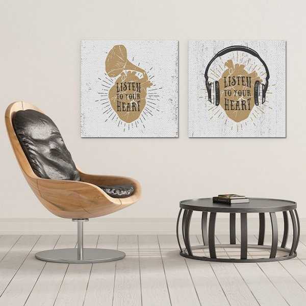 LISTEN TO YOUR HEART - Komplet dwóch obrazów na płótnie LISTEN TO YOUR HEART - Komplet dwóch obrazów na płótnie