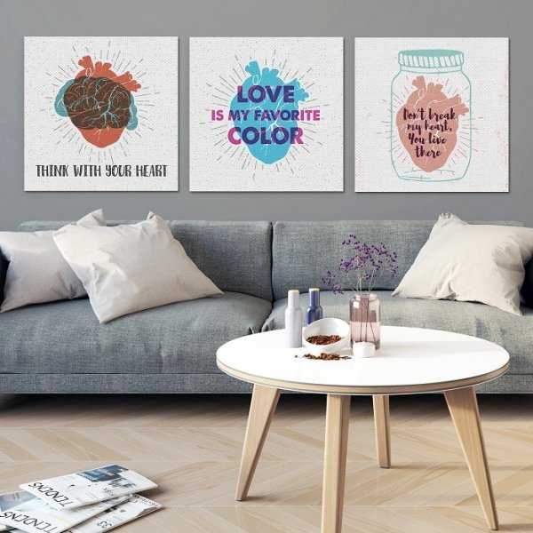 LOVE COLOR - Komplet trzech obrazów na płótnie LOVE COLOR - Komplet trzech obrazów na płótnie