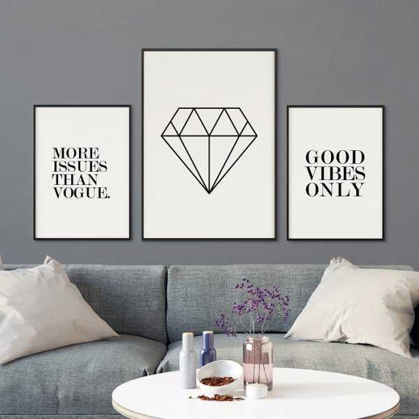 CLASSIC DIAMOND - Komplet trzech plakatów w ramach