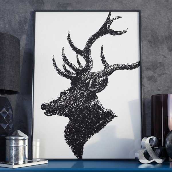 VINTAGE DEER - Plakat w ramie VINTAGE DEER - Plakat w ramie