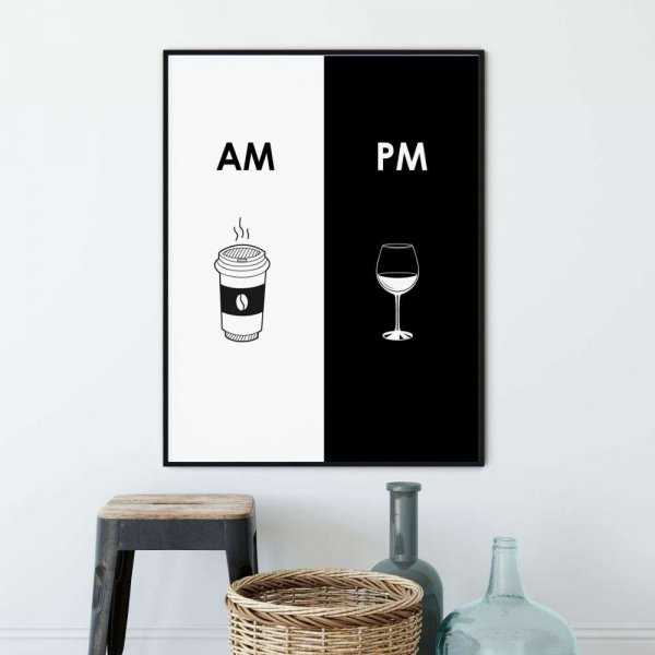 plakat am coffee pm wine
