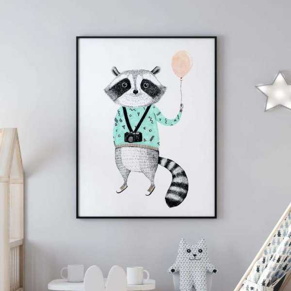 plakat hipsta raccoon