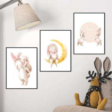 zestaw plakatów bunny love