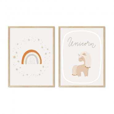 zestaw plakatów unicorn rainbow
