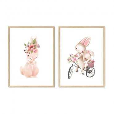 zestaw plakatów rabbit family