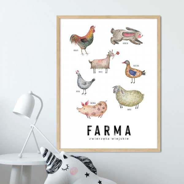 plakat edukacyjny z farmą