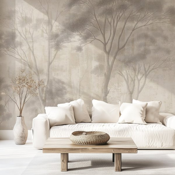 Tapeta na ścianę - MISTY TREES - Rodzaj : Tapeta winylowa strukturalna